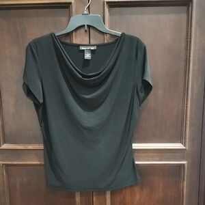 BRIGGS New York Black Draped Neck Top
